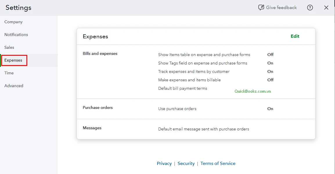Hướng dẫn Thiết lập cấu hình Chi phí trong QuickBooks - QuickBooks Việt Nam - Repu Digital