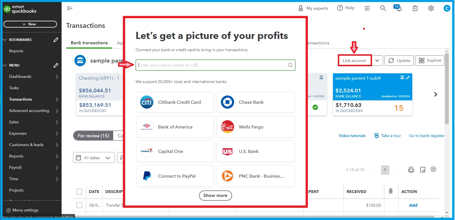 QuickBooks kết nối ngân hàng tự động - QuickBooks Vietnam - Repu Digital
